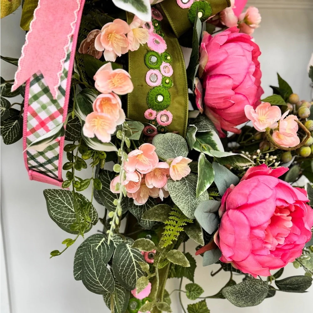 XL Floral Wreath with Pink Peonies and Greenery